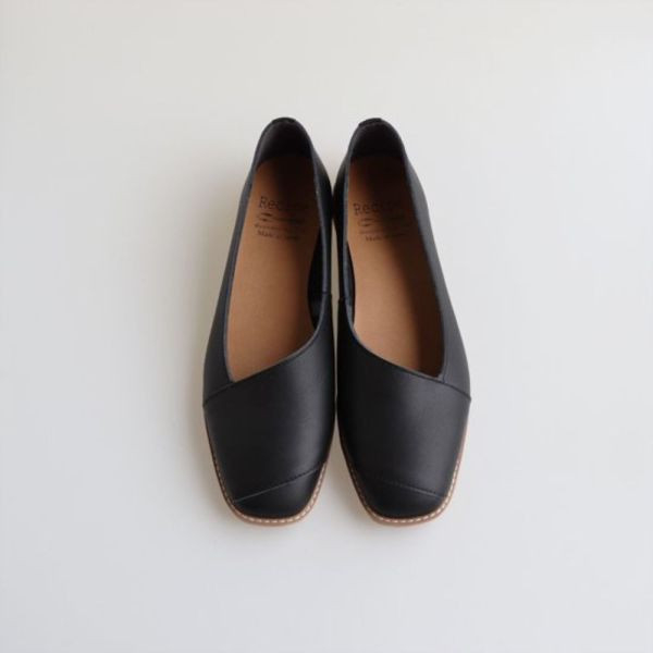 【試穿鞋福利】世界系列_日本製Recipe斜V口小方頭低跟鞋 