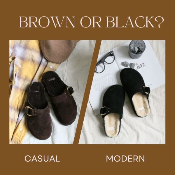 【快速到貨】世界系列_牛麂皮羊毛勃肯拖鞋 