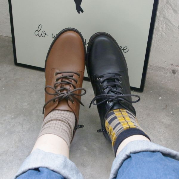 【試穿鞋福利】接單手工製_側U口綁帶短靴 