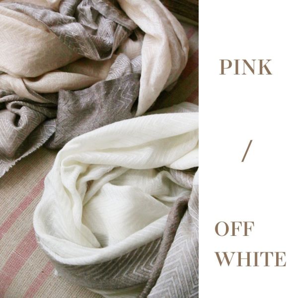 【現貨】喀什米爾胎羊毛雙色拼接薄圍巾/披肩 