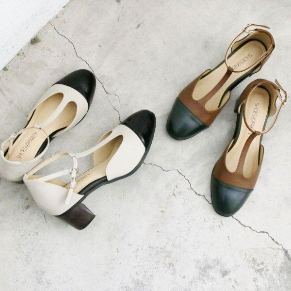 【試穿鞋福利】寬腳版友善拼接T字安定跟鞋 