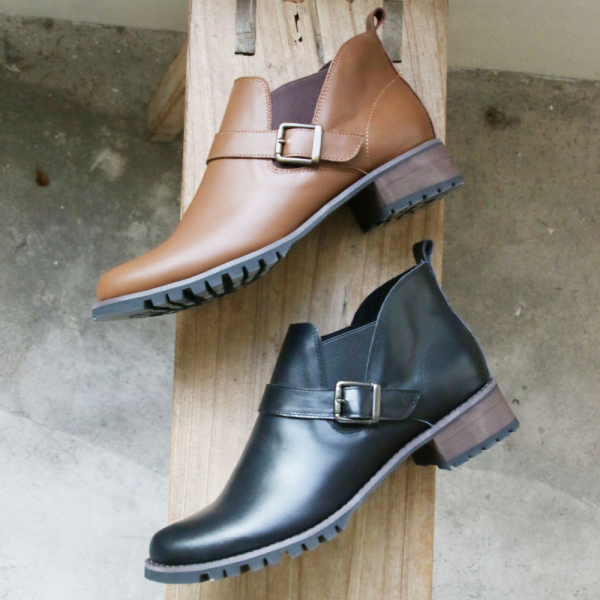 【接單手工製】寬腳版友善_帥氣鬆緊帶機車靴 