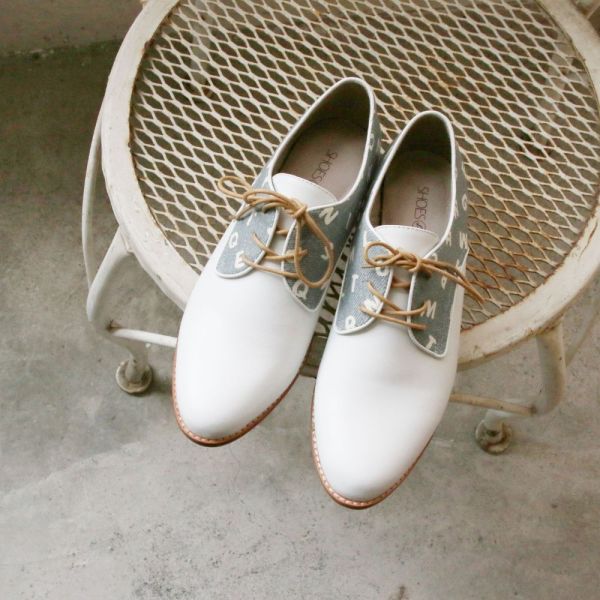 【限量訂製】英文字滾邊綁帶德比鞋 