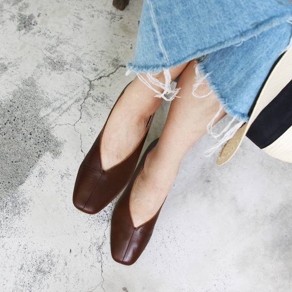 【接單手工製】世界系列_日本製Recipe真皮V口造型便鞋 