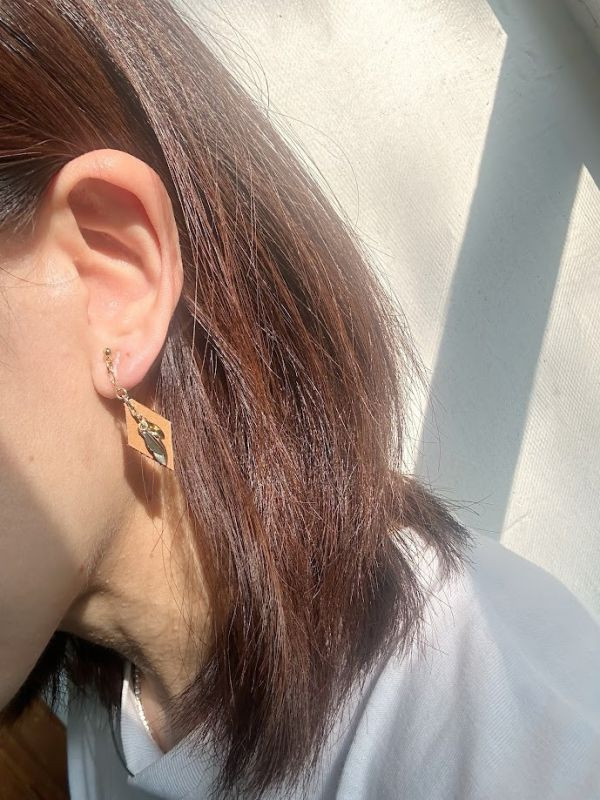 【現貨_日本手做飾品團】限量_無耳洞對應_異素材拼接耳環 