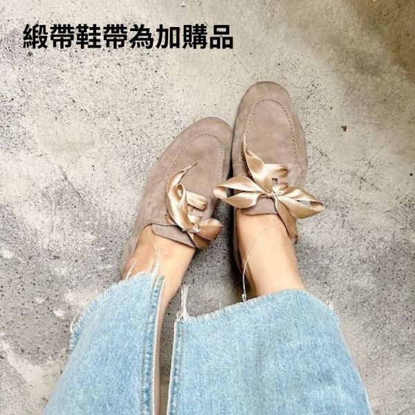 【接單手工製】世界系列_圓方楦精品等級羊絨綁帶便鞋 