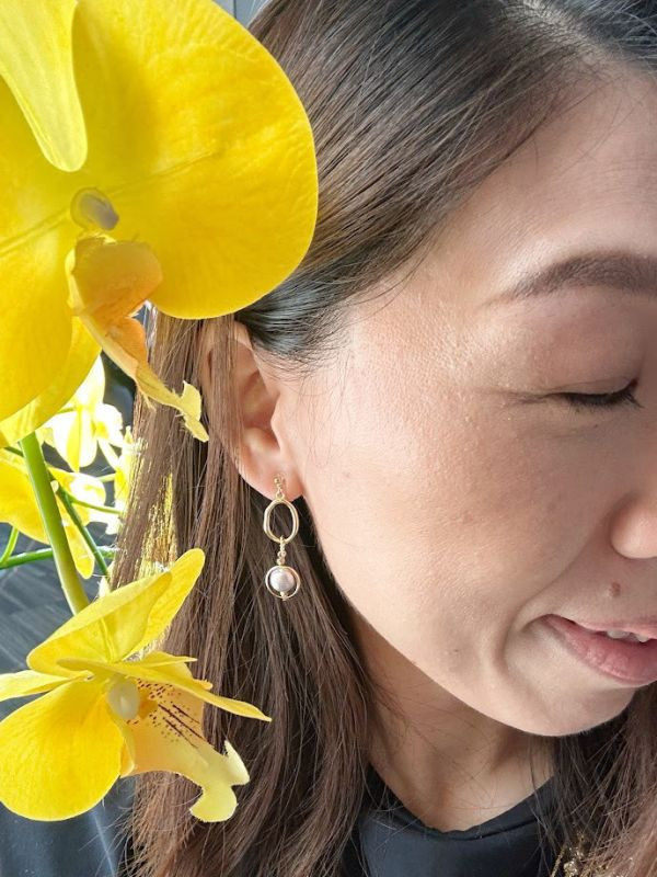 【現貨_日本手做飾品團】無耳洞對應_浪漫紫綿珍珠耳環 