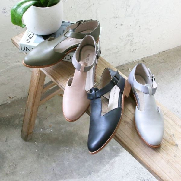 【試穿鞋福利】外尖內圓T字素面真皮牛津鞋 