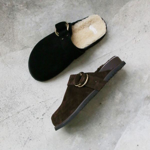 【快速到貨】世界系列_牛麂皮羊毛勃肯拖鞋 