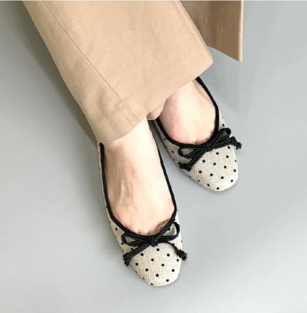【方頭芭蕾團購】【點點布】DALI日本製晴雨兩穿小方頭芭蕾舞鞋 