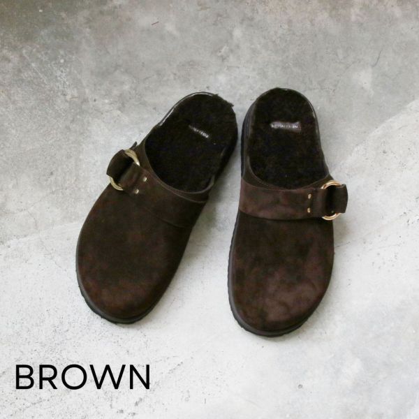 【快速到貨】世界系列_牛麂皮羊毛勃肯拖鞋 