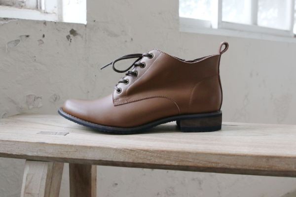 【試穿鞋福利】接單手工製_側U口綁帶短靴 