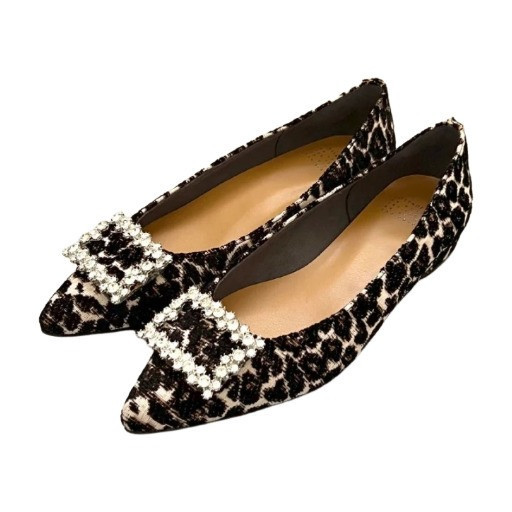 【最後一雙】世界系列_日本製尖頭方鑽釦平底鞋 