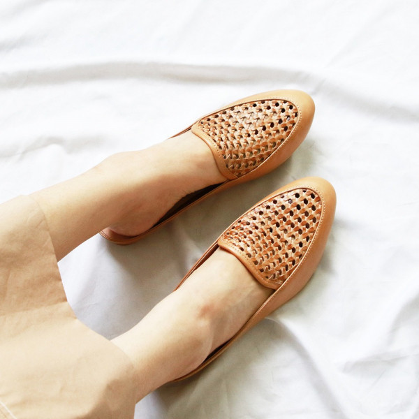 【試穿鞋福利】一套就走，真皮手工編織穆勒鞋 