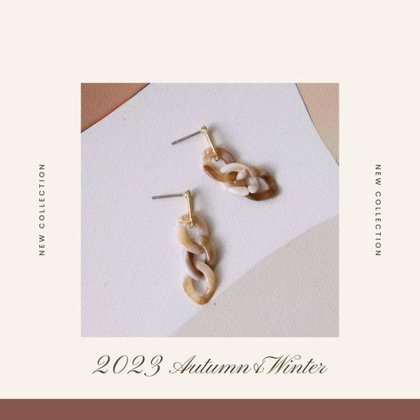 【現貨_日本手做飾品】三重垂墜大理石紋耳環／無耳洞耳環 