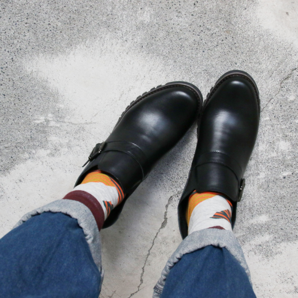 【接單手工製】寬腳版友善_帥氣鬆緊帶機車靴 