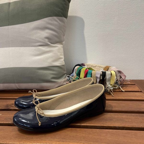 【最後一雙】【鏡面深藍】FIKA_日本製晴雨兩穿圓頭芭蕾舞鞋 