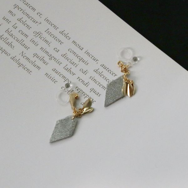 【現貨_日本手做飾品團】限量_無耳洞對應_異素材拼接耳環 