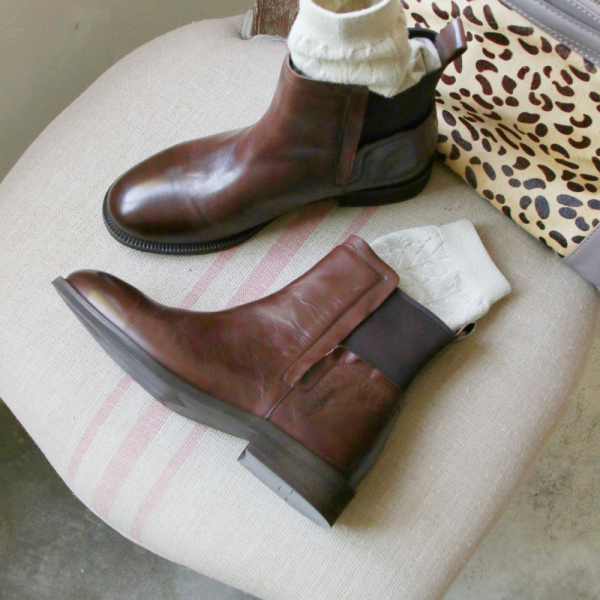 【預購】世界系列_水洗牛皮鬆緊帶短靴 