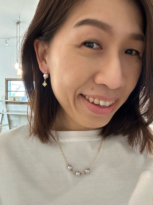 【日本手做飾品團】無耳洞對應_棉珍珠＋水晶石耳環（淡紫色） 