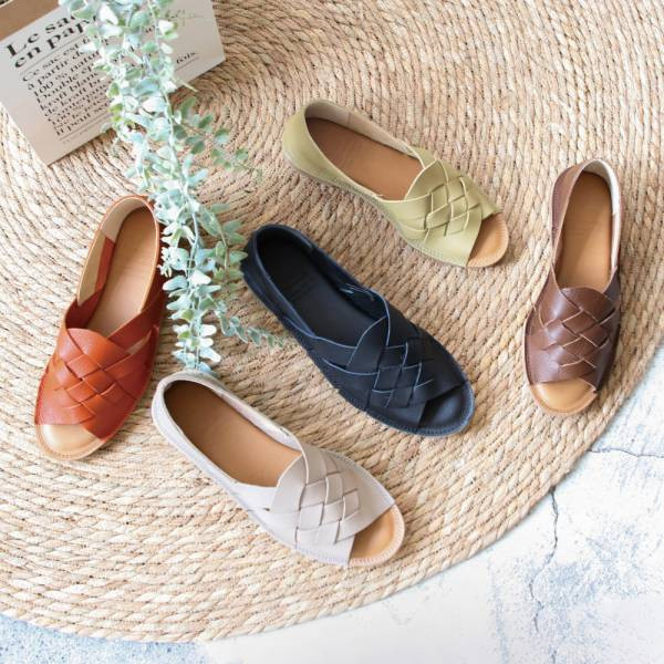 【接單手工製】世界系列_日本製Recipe魚口設計編織涼鞋 