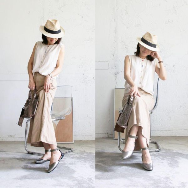 【現貨】寬腳版可穿，配色腳踝帶真皮便鞋 