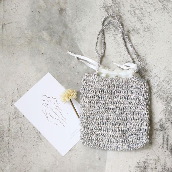 【預購】銀色紗線編織手提小包 