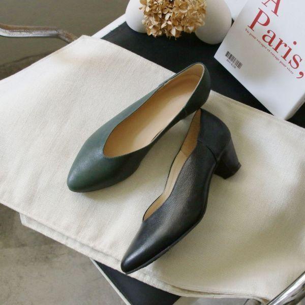 【試穿鞋福利】完整包覆腳版波浪中跟鞋 