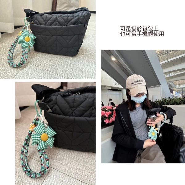 【預購】格紋小花包包吊飾&手機繩 