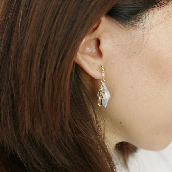 【現貨_日本手做飾品團】限量_無耳洞對應_異素材拼接耳環 