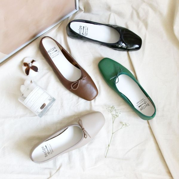 【試穿鞋福利】世界系列_日本製Recipe方頭真皮芭蕾舞鞋 