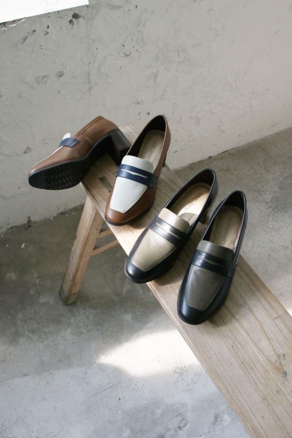 【試穿鞋福利】接單手工製_圓中帶方拚色樂福鞋 