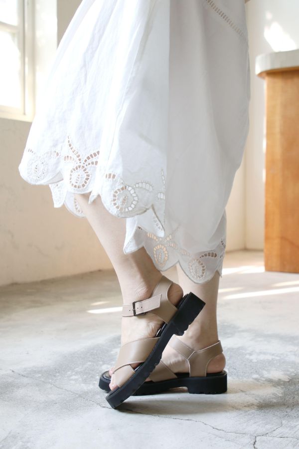 【接單手工製】世界系列_Recipe日系輕量交叉方頭涼鞋 