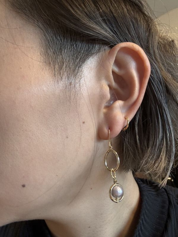 【現貨_日本手做飾品團】無耳洞對應_浪漫紫綿珍珠耳環 