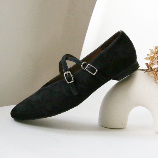 【接單手工製】小腳效果細緻羊絨交叉帶瑪莉珍 