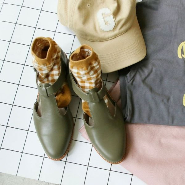 【試穿鞋福利】外尖內圓T字素面真皮牛津鞋 