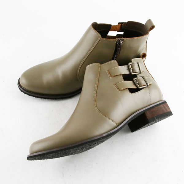 【接單手工製】寬腳版OK！雙扣帶真皮短靴 