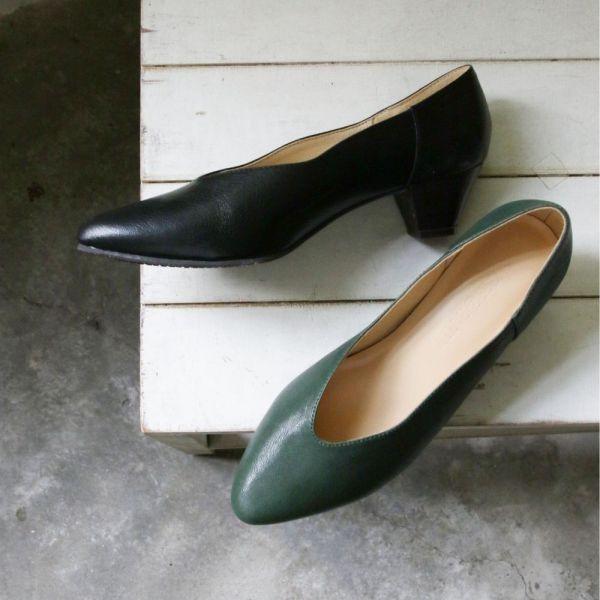 【試穿鞋福利】完整包覆腳版波浪中跟鞋 