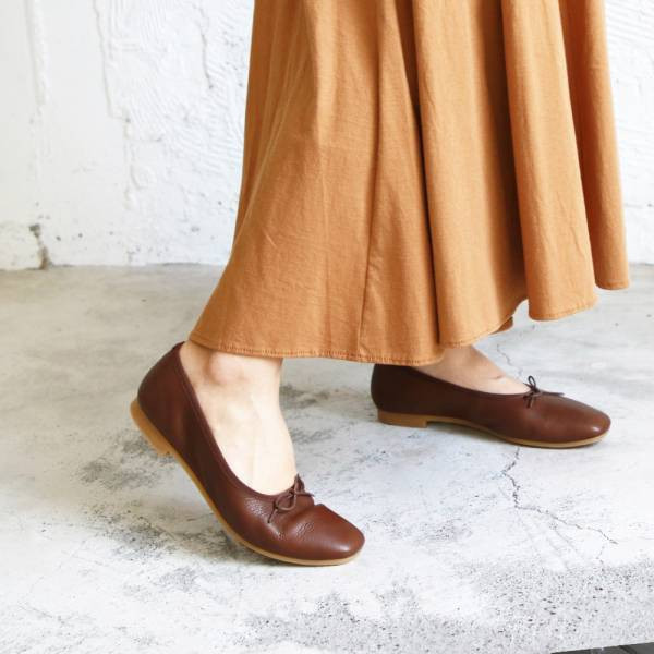 【試穿鞋福利】世界系列_日本製Recipe方頭真皮芭蕾舞鞋 