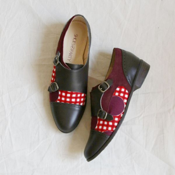 【接單手工製】外尖內圓拼接牛津孟克鞋 