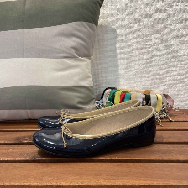 【最後一雙】【鏡面深藍】FIKA_日本製晴雨兩穿圓頭芭蕾舞鞋 