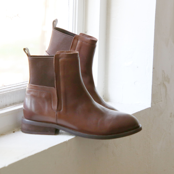 【預購】世界系列_水洗牛皮鬆緊帶短靴 