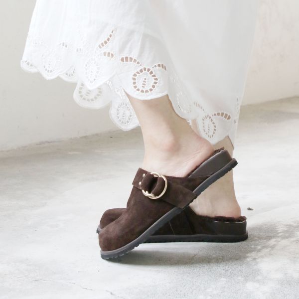 【快速到貨】世界系列_牛麂皮羊毛勃肯拖鞋 