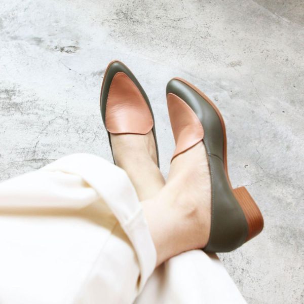 【接單手工製】外尖內圓素面俐落樂福鞋 