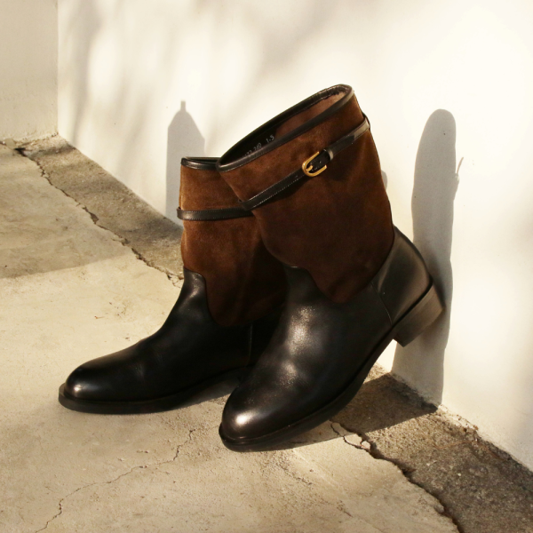 【現貨】世界系列_都會女子的率性拼接中筒靴 