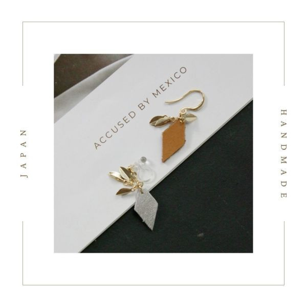 【現貨_日本手做飾品團】限量_無耳洞對應_異素材拼接耳環 