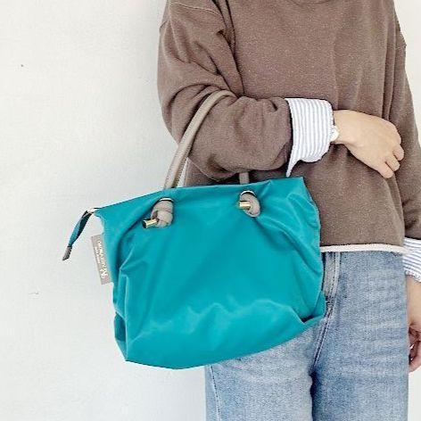 【現貨】皮革拼接輕量尼龍S水餃包 