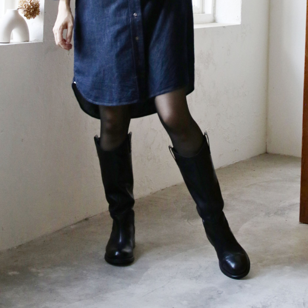 【快速到貨】世界系列_大人穿的柔軟牛皮寬筒堆堆靴 