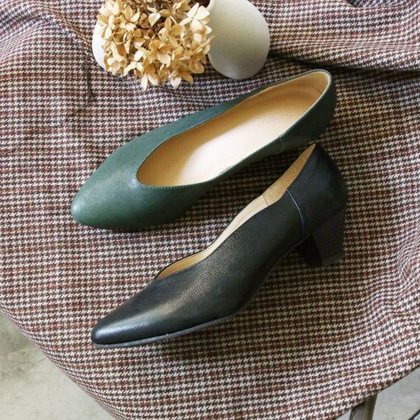 【試穿鞋福利】完整包覆腳版波浪中跟鞋 