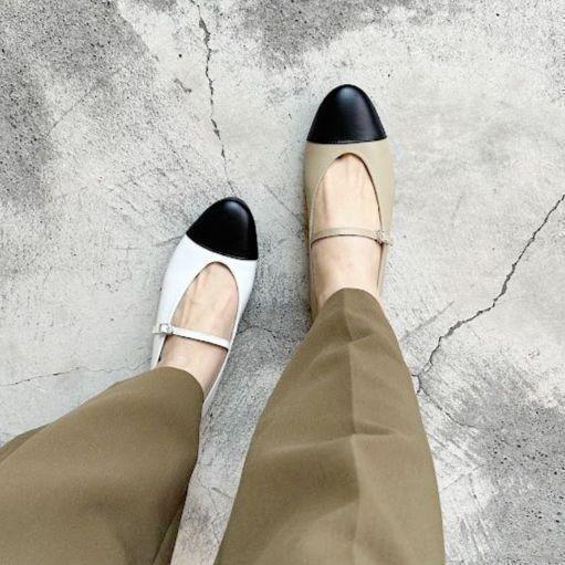 【接單手工製】拼接瑪莉珍平底鞋 